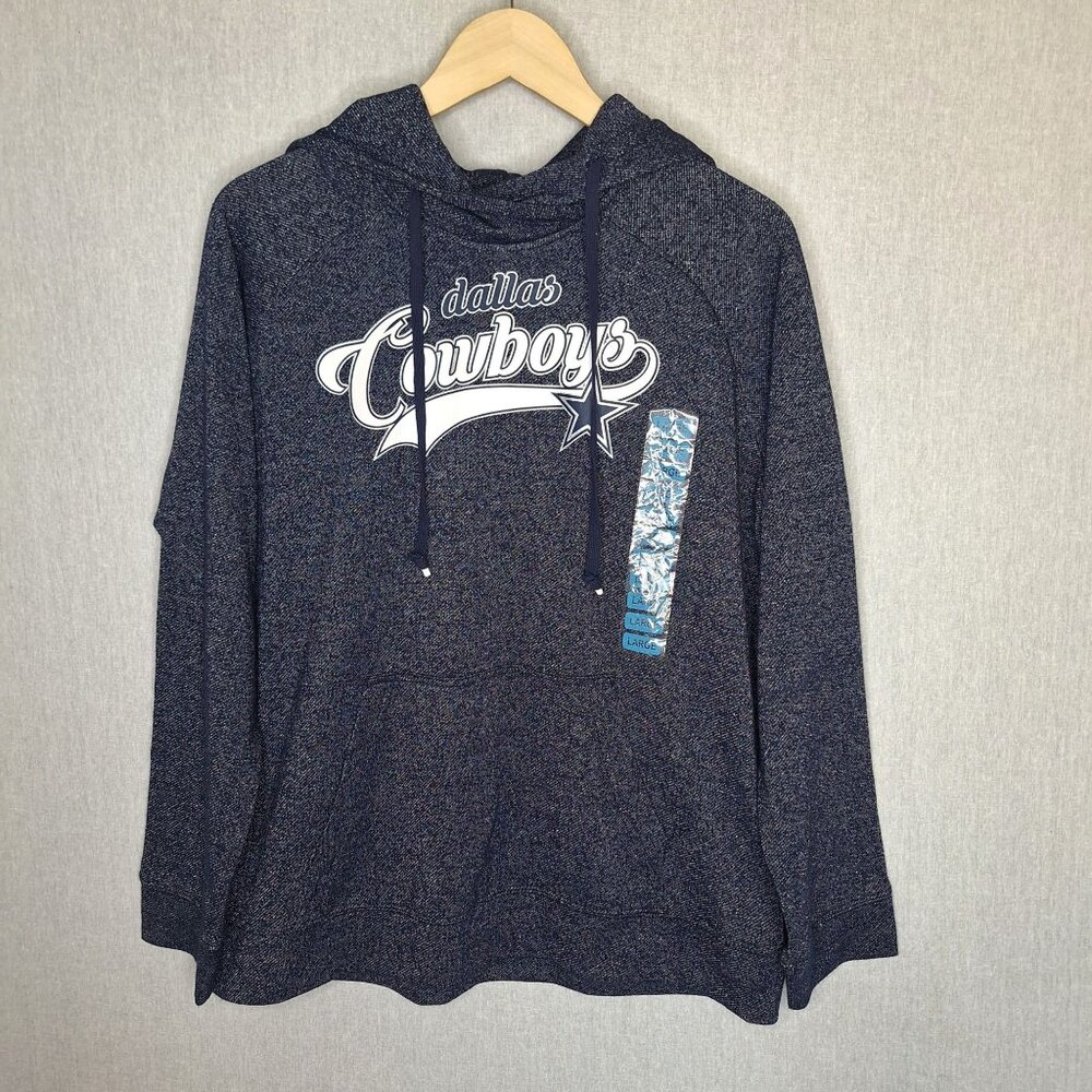 NWT Cowboys Blue Silver NFL Hoodie Size L Comfy Streetwear Not Thick Fabric